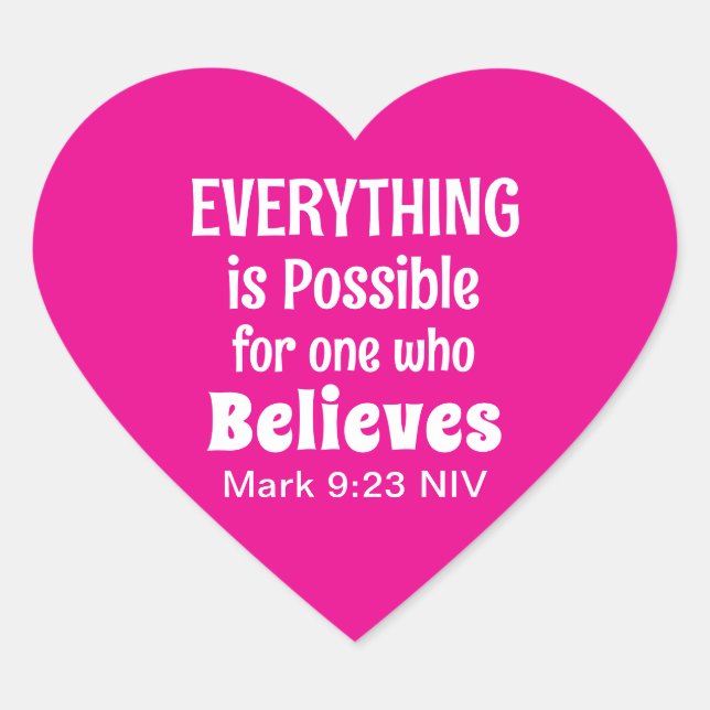 Miracle Bible Verse Christlich Faith Hot Pink Herz-Aufkleber (Vorderseite)