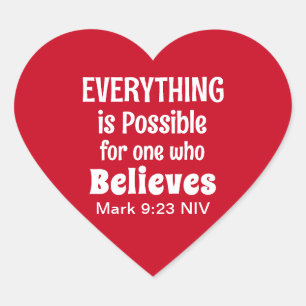 Miracle Bible Verse Christlich Faith Red Herz-Aufkleber