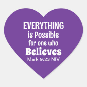 Miracle Bible Verse Christlich Faith Royal Lila Herz-Aufkleber