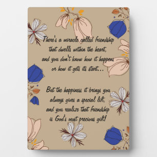 Miracle floral de l'amitié Poem Plaque