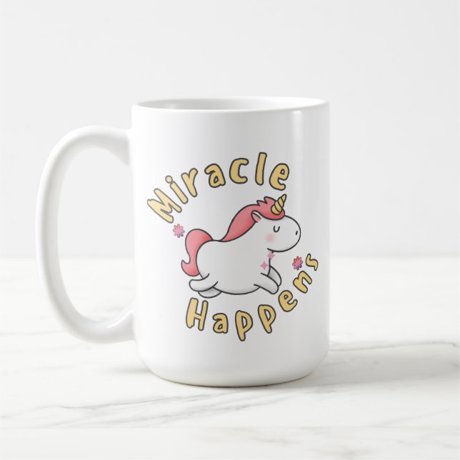 Miracle happens cute unicorn mug design  (Gauche)