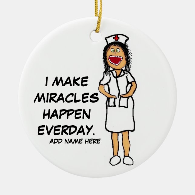 Miracle Nurse Cartoon Keramikornament (Vorne)