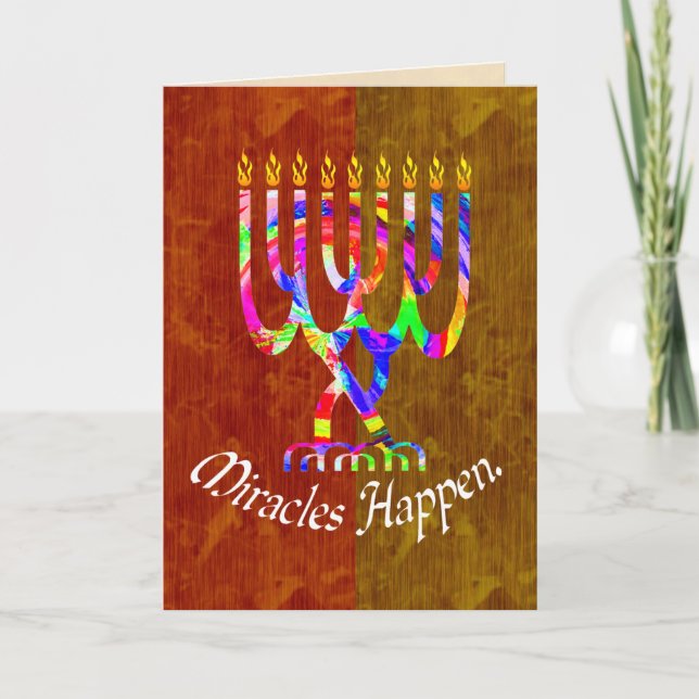 Miracles Happen Menorah Cards Feiertagskarte (Vorderseite)