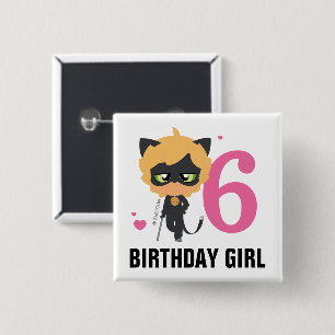Miraculous Cat Noir Chibi Birthday Girl Button