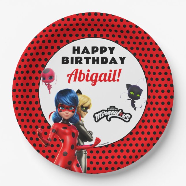 Miraculous Ladybug & Cat Noir Birthday Pappteller (Vorderseite)