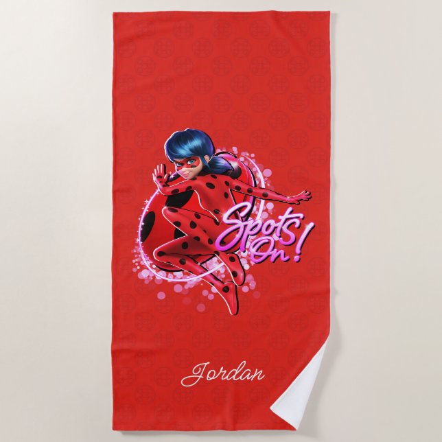 Miraculous Ladybug | Grafische Punkte Strandtuch (Vorderseite)