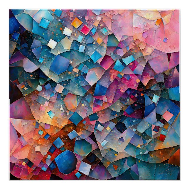 "Mirage Cascade" Farbenfrohe Abstrakte Kunst Poster (Vorderseite)