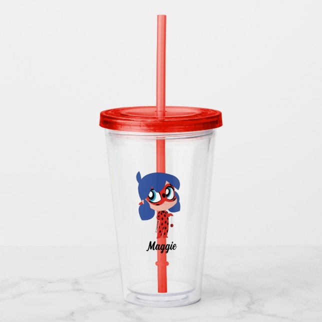 Mirakulare Ladybug Chibi Geburtstagsparty Gunst Acryltrinkbecher (Vorderseite)