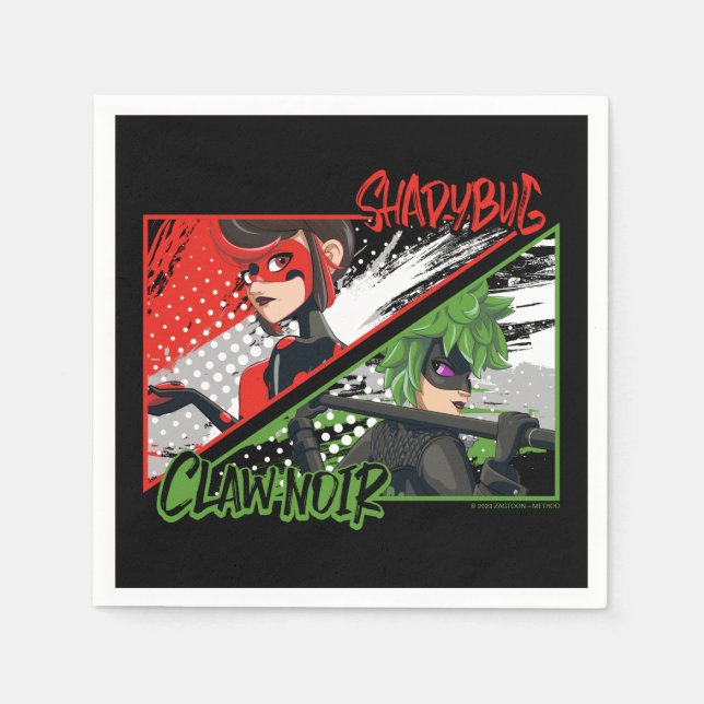 Mirakulous Re-verse Shadybug & Claw Noir Serviette (Vorderseite)