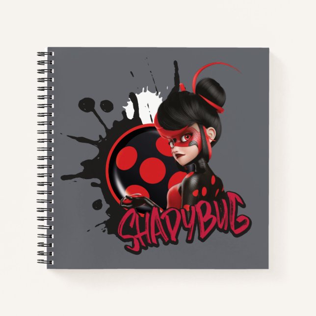 Mirakulous Re-verse Shadybug-Zeichen Grafik Notizbuch (Vorderseite)