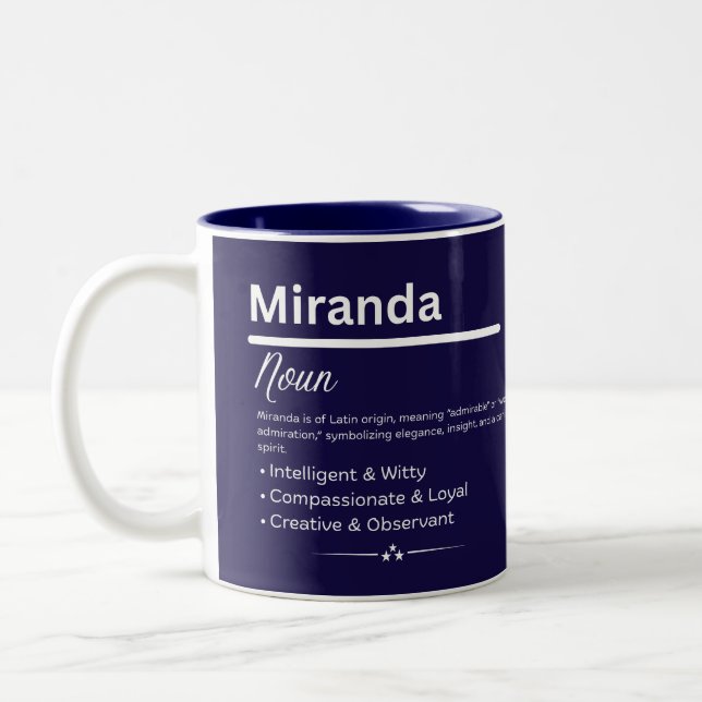 Miranda, Girl Personalized Name Definition Mug (Gauche)
