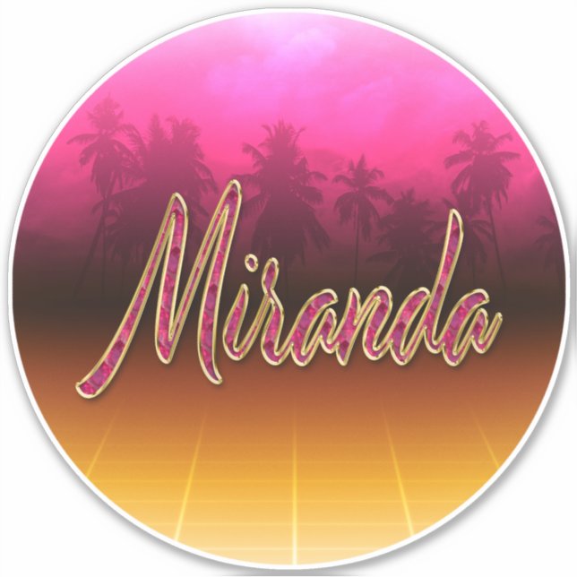 Miranda Prénom Golden Pink Autocollants Autocollan (Devant)