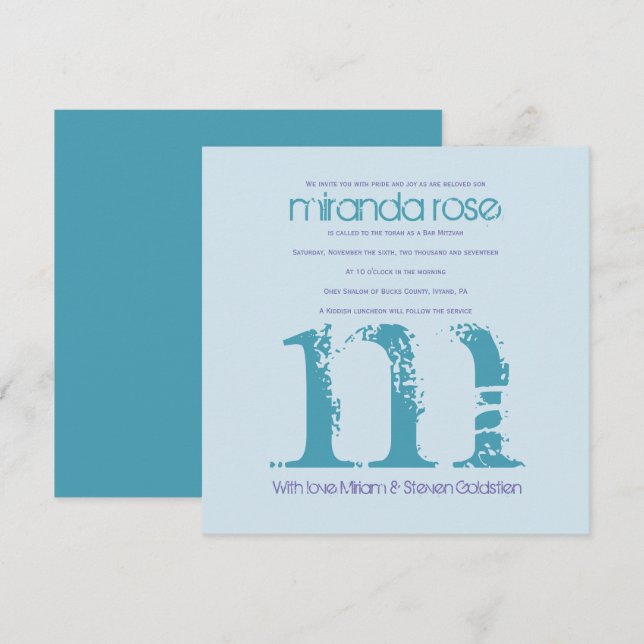 Miranda Rose - Bat Bar Mitzvah Einladung (Vorne/Hinten)