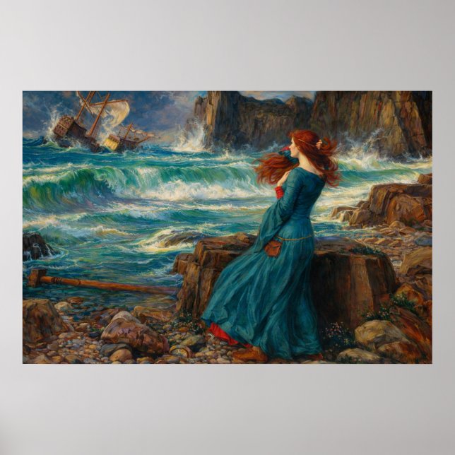 Miranda von John William Waterhouse Poster (Vorne)