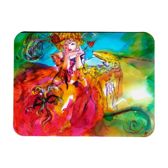 MIRANDOLINA / Venezianische Karnevalsmasken Magnet (Horizontal)