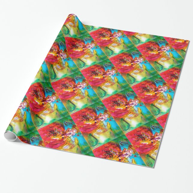 MIRANDOLINA / Venezianisches Masquerade-Party Geschenkpapier (Ungerollt)