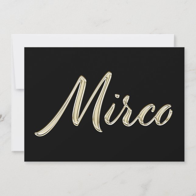Mirco Name white gold Handwriting Karte (Vorderseite)