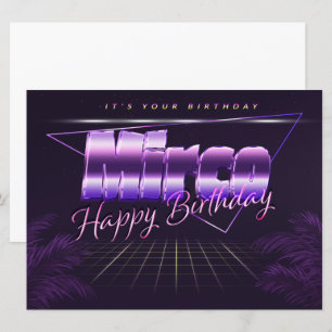 Mirco Nom Prénom lila retro Carte Anniversaire