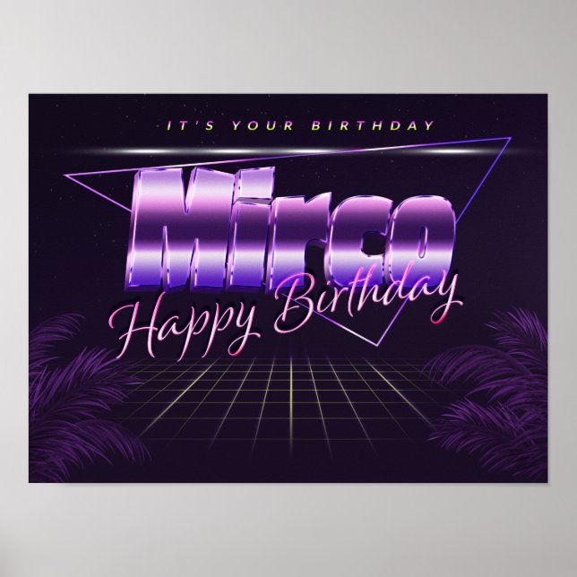 Mirco Nom Vorname lila retro Poster Geburtstag (Devant)