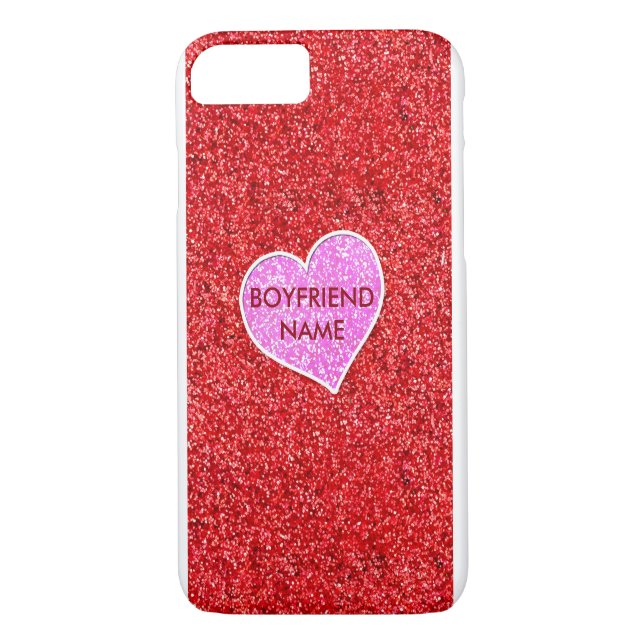 MIRLY PINK HEART RED GLITZER Case-Mate iPhone HÜLLE (Rückseite)