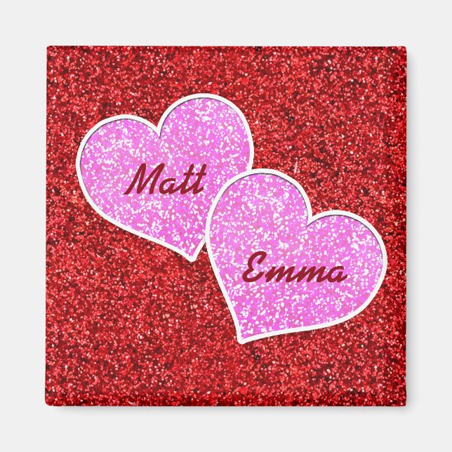 MIRLY PINK HEART RED GLITZER MAGNET (Vorne)