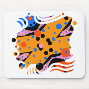 Miro wie Abstrakte Kunst in Senfgelb und Blau Mousepad
