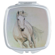 Miroir compact à cheval blanc