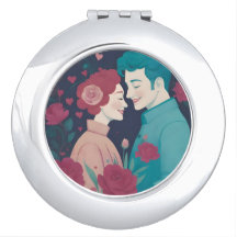 Miroir compact de la Saint-Valentin