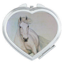 Miroir compact du coeur du cheval blanc