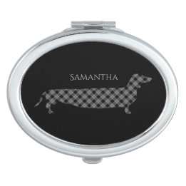 Miroir De Poche Teckel de plaid sur le noir