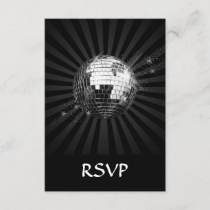 Mirror Disco Ball on Black RSVP Karte