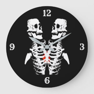 Mirror Image Skeletons Black Große Wanduhr