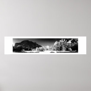 Mirror Lake Yosemite Panoramic - Schwarz und Weiß Poster