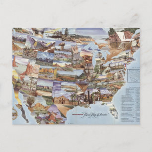 "Mirror Map of America" - Sehenswürdigkeiten der N Postkarte