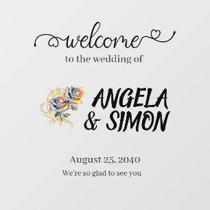 Mirror Wedding Willkommenszeichen. Personalisiere. Fensteraufkleber