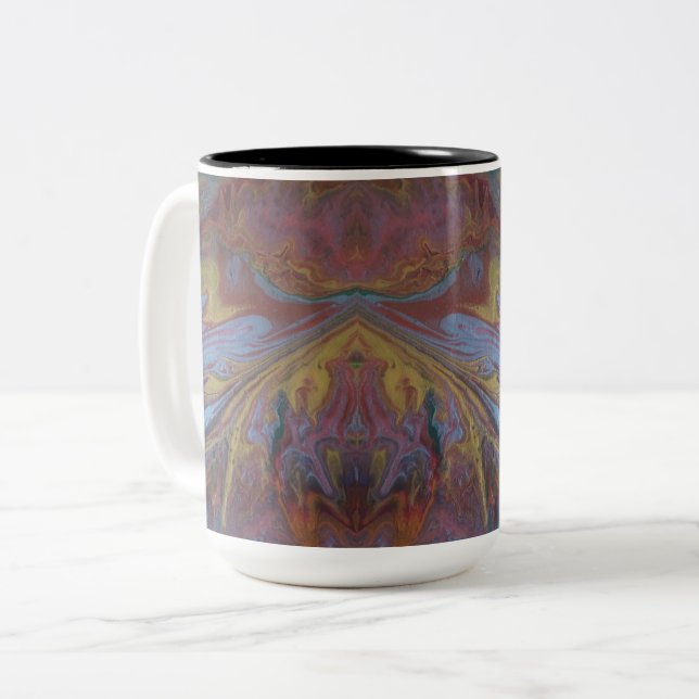 Mirrored Abstract Design Zweifarbige Tasse (Vorderseite Links)