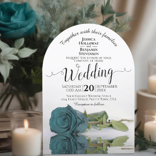Mirrored Aquamarine Rose Elegante Romantische Hoch Einladung