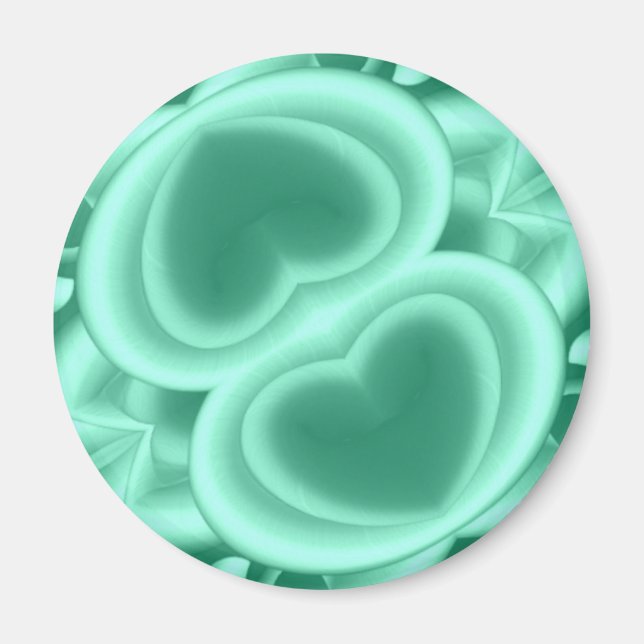 Mirrored Green Hearts Magnet (Vorne)