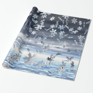 Mirrored Metallic Fallende Schneeflocken Geschenkpapier