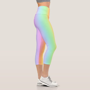 Mirrored Pastel Rainbow Vertical Strip Gradient Capri Leggings