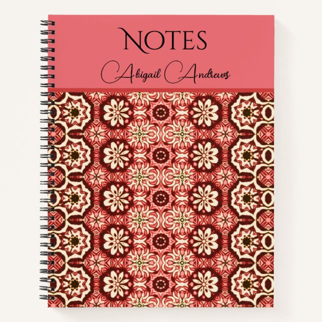 Mirrored Pink Vintage Flower Pattern Notizbuch (Vorderseite)