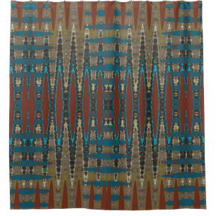 Mirrored South Western Rust Turquoise Mosaik Duschvorhang
