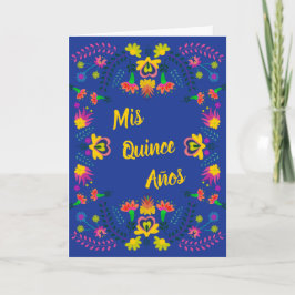 Mis Quince Anos Blue Floral Mexican Fiesta Party Einladung
