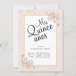 Mis Quince Anos Chic Floral Quinceañera Einladung