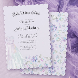 Mis Quince Anos Diamond Princess Lilac Quinceanera Einladung