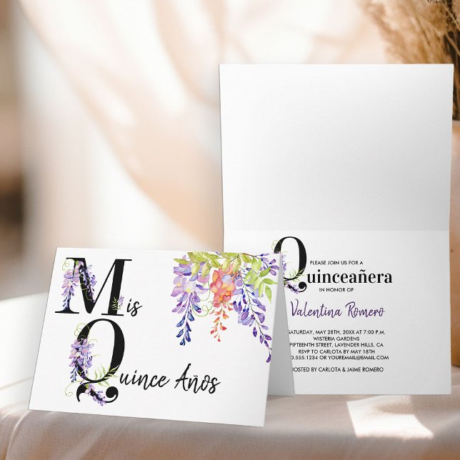 Mis Quince Anos PurpleWisteria 15. Einladung (Mis Quince Invitation from my Purple Wisteria Quinceanera Collection)