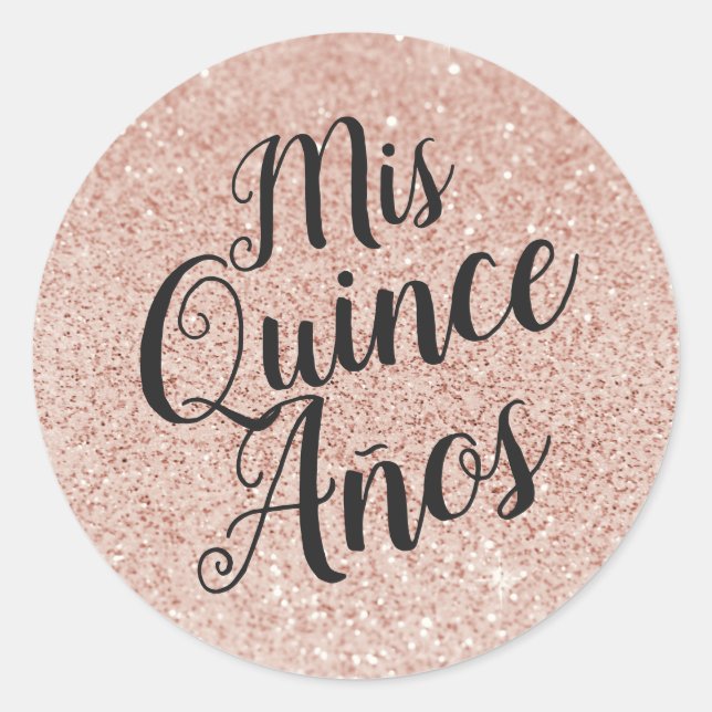Mis Quince Años Quinceañera Rose Gold Sparkone Runder Aufkleber (Vorderseite)