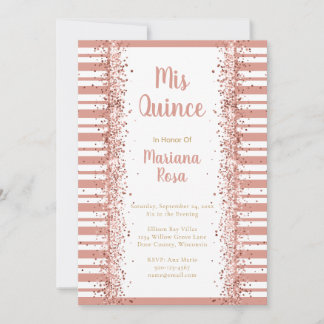 Mis Quince Blush Pink Glitzer Quinceañera 15. Einladung