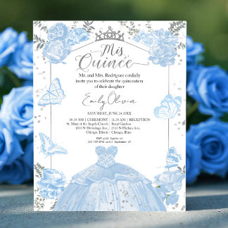 Mis Quince Budget Einladung Dusty Blue Dress