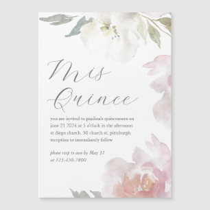 Mis Quince Floral 15 Jahre Geburtstag Quinceañera Magneteinladung